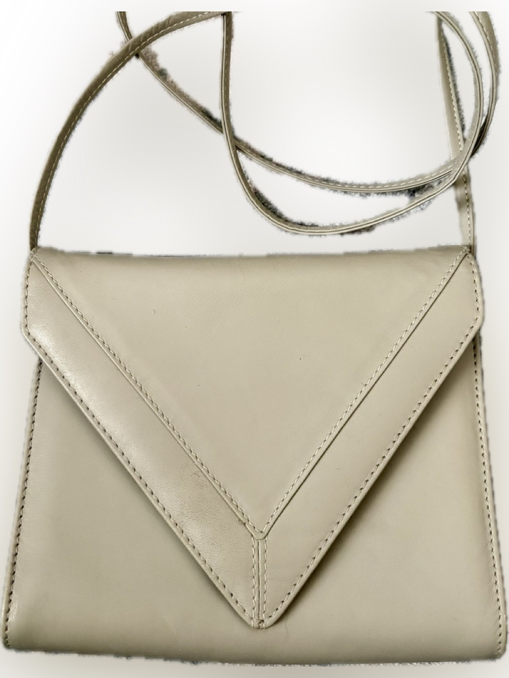 Minimal Pale Sage Leather Mini Crossbody Bag
